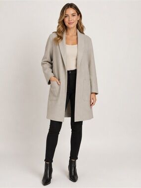 Zara Taupe Greige Open-Front Trench Coat with Patch Pockets Size S Fall Jacket